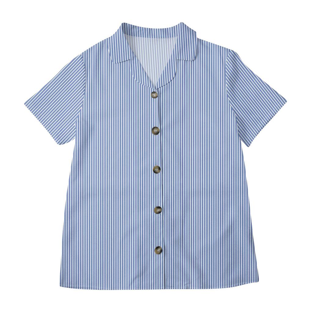 Women's Fashionable Casual Short-sleeved Retro Button Cardigan Top