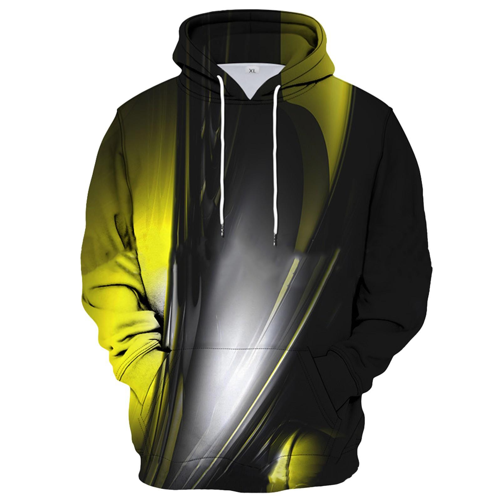 

Мужская свободная толстовка с капюшоном с принтом, мужская повседневная модная спортивная толстовка XL жёлтый