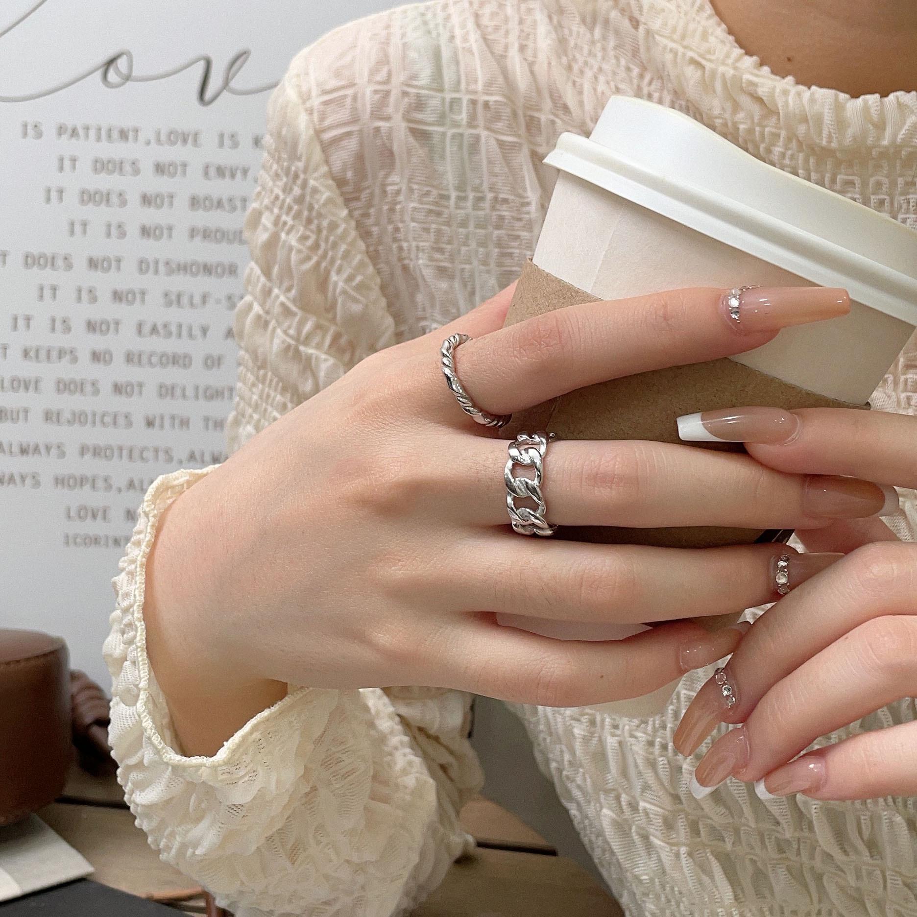 

Silver Sterling S925 Open Index Finger Ring Women’s French Fashion Style Electroplated Ring Adjustable Open