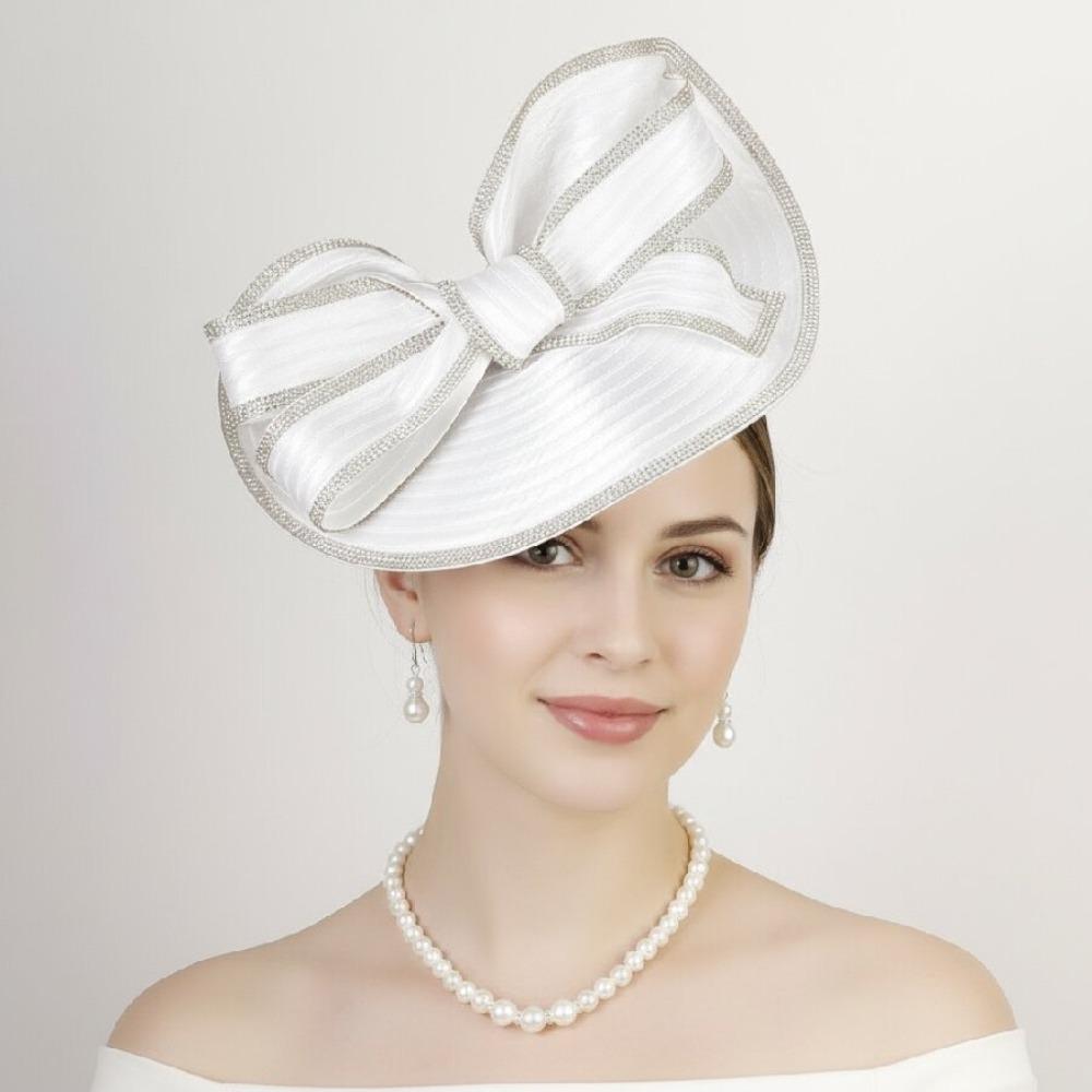 

Exquisite Bow Rhinestone Headband Bowknot Hair Band Masquerade Hair Band Bride Headdress Wedding білий