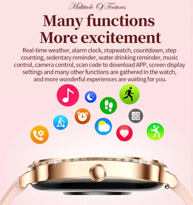 2025 New Smart Watch Women 1.75" HD Display Heart Rate Monitor IP68 Waterproof Sports Fitness BT Call Smartwatch For Lady Gift