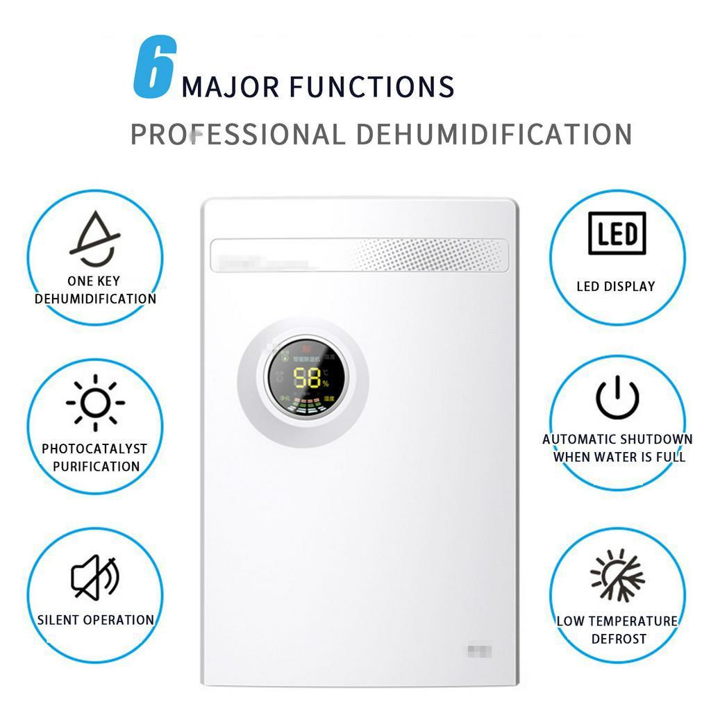 Office Home Dehumidifiers Mini Desiccant Compact LED Discplay Air Purifier Machine Automatic Power-off Dehumidifier White 2.2L AC 220V