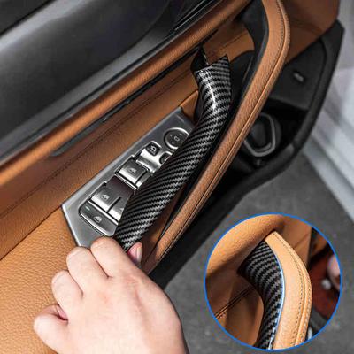 Style de voiture couvercle de poignée de porte intérieure autocollant décoratif pour BMW Série 5 G30 G31 motif fibre de carbone intérieur