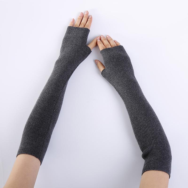 1 para rękawków jesienno-zimowych ocieplaczy na ramiona, outdoorowe długie rękawiczki bez palców na nadgarstek, miękkie w jednolitym kolorze, chroniące przed zimnem, rękawy na kostkę i nadgarstek