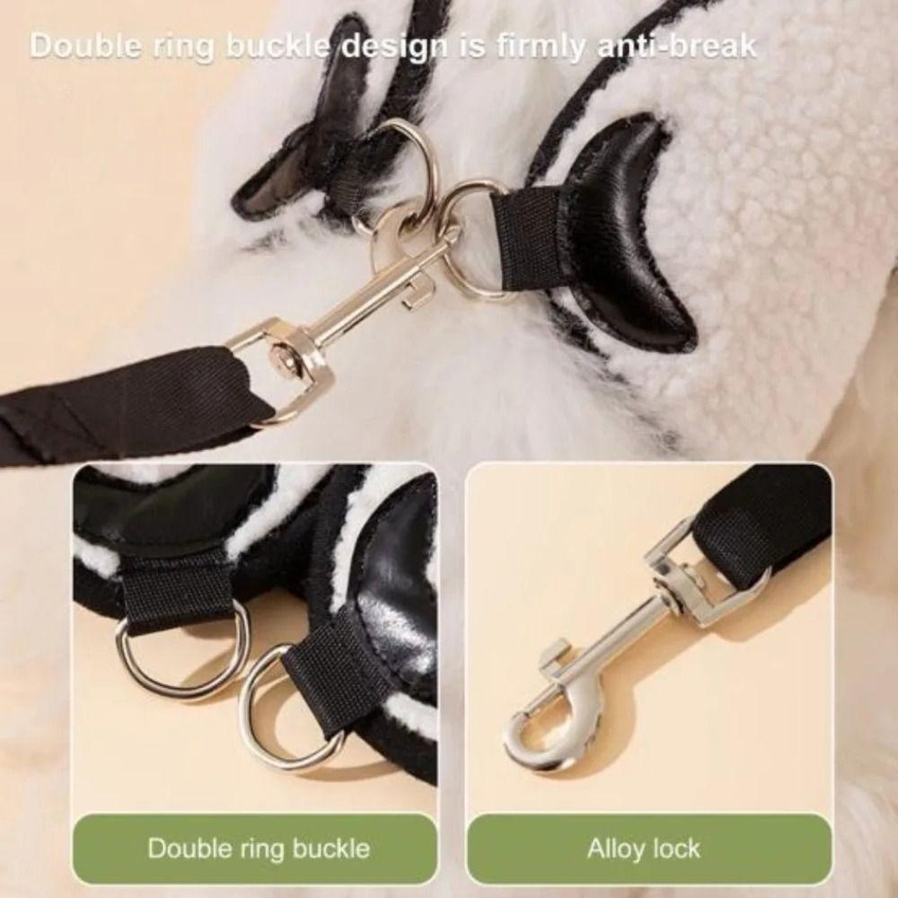 Lamb Velvet Pet Harness Leash Adjustable Vest Dog Walking Rope Pet Chest Strap Set  French Bulldog