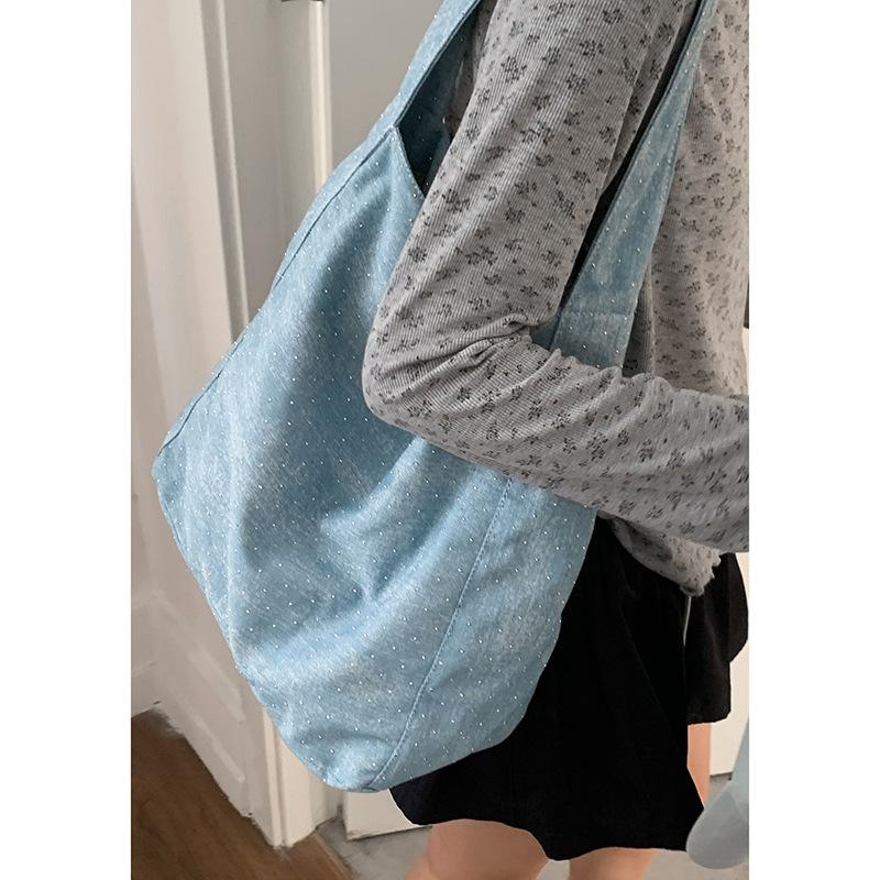 

Сумка Ленивый ветер джинсовая холщовая сумка Новая большая плечевая сумка Простая и универсальная сумка-тоут