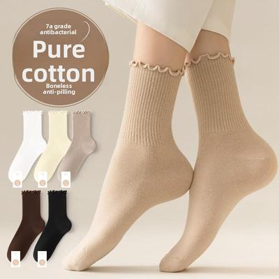 Damen Herbst Baumwolle Schweißabsorbierend Atmungsaktiv Elastisch Knochenlos Verschleißfest Pillingfrei Bequem Schlauch Socken