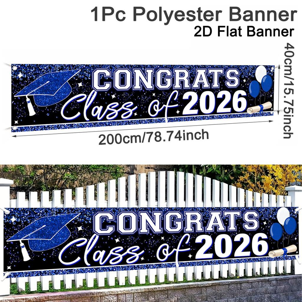 Happy Graduation Outdoor Banner Bachelor'S Cap Balloon Party Decorative Background Photography Graduate Party Supplies Gift
