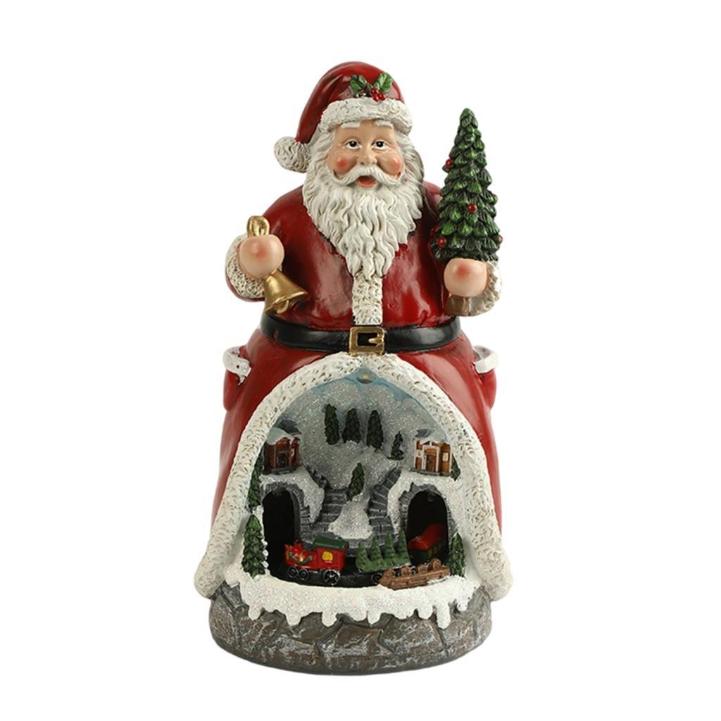 Christmas Figurine Rotating Train Resin Sculpture for Desk Holiday Shop