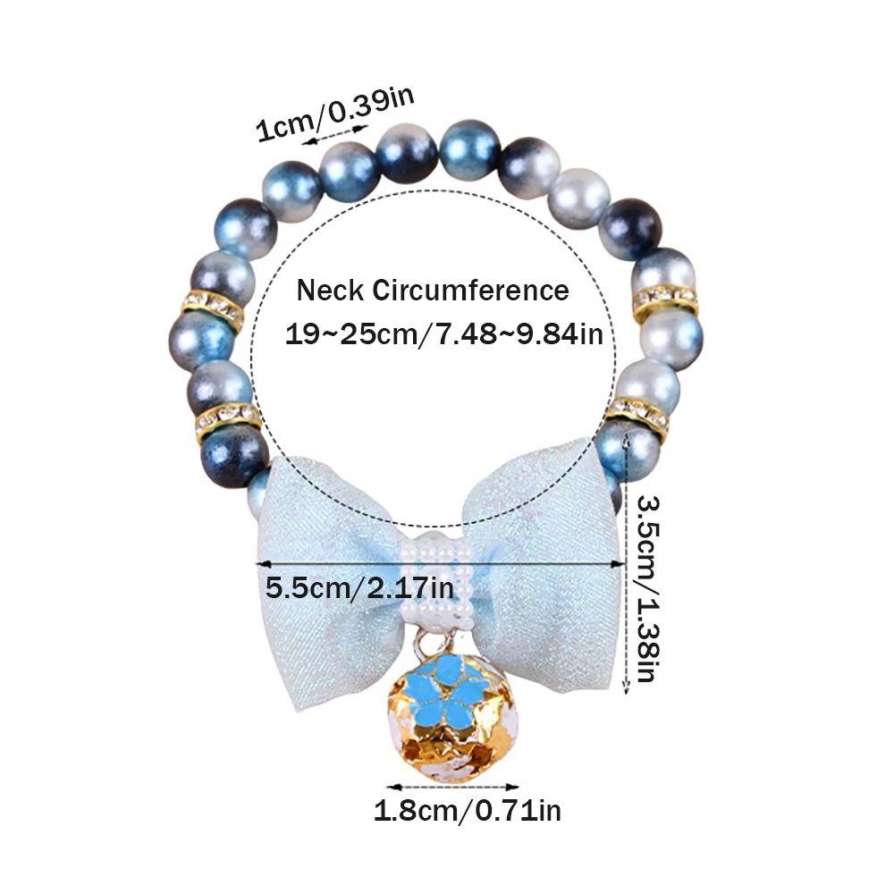 Colorful Cat Puppy Collar Princess Style Cat Neck Chain Cute Pet Pearls Bowknot Necklace  Puppy