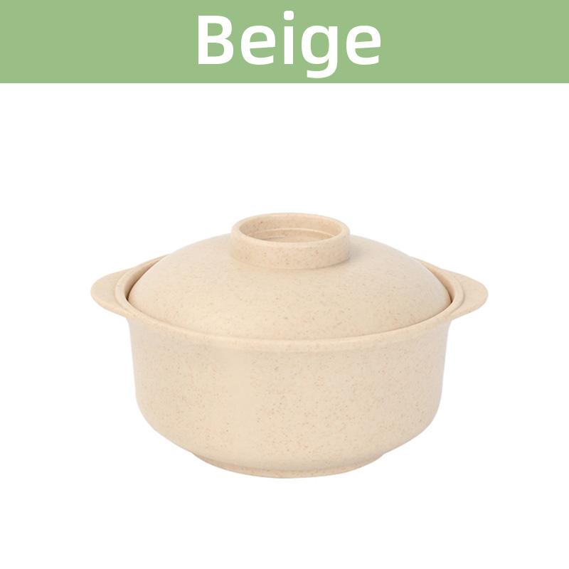 Kids Wheat Straw Instant Noodles Bowl Soup Food Container with Lid Kitchen Tableware Insulation Anti-hot Rice Bowl Dinnerware