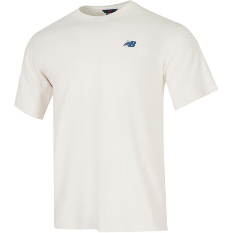New Balance T Shirts Men s Ivory White Crew Neck Moderate Straight Fit NEF21351-IV 2XL