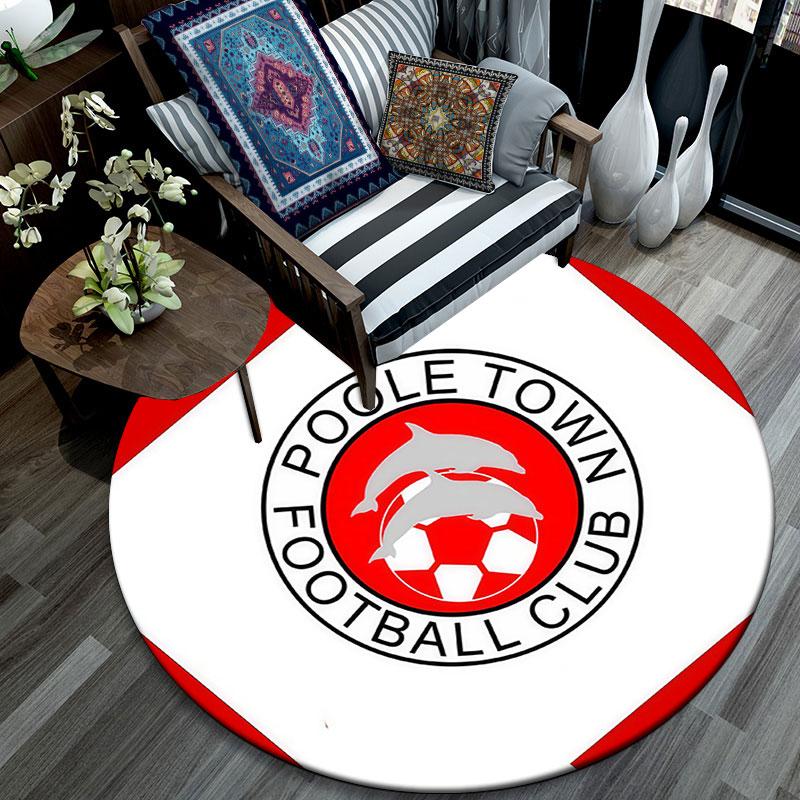 Poole Town Football Club,Round Area Rug,Carpet Rug for Living Room Bedroom Sofa Playroom Decor,Non-slip Floor Mat