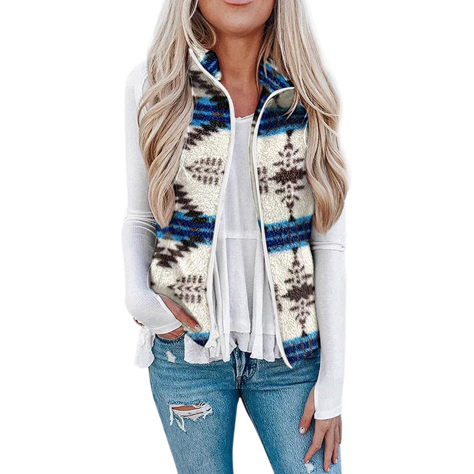 

Женский жилет с карманом на молнии и плюшевым принтом в клетку тай-дай с леопардовым принтом XXL синий