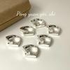 Su Chuang S925 Sterling Silver Interlocking Rectangular Blocks Ring - Women's Minimalist Open Index Finger Ring
