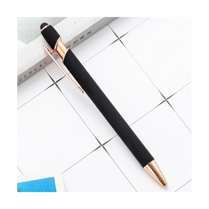 Długopis Metalowy Tusz Czarny Touch Pen Soft Touch Do Ekranów Czarny Modny