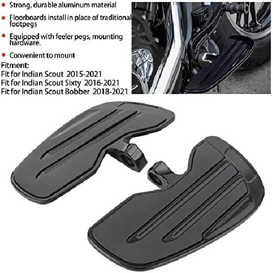 Aramox Motorcycle Footpeg,Aluminum Front Floorboards Foot Pegs Footboard Accessory Kit Fit for Indian /Sixty/Bobber 2015(Black)