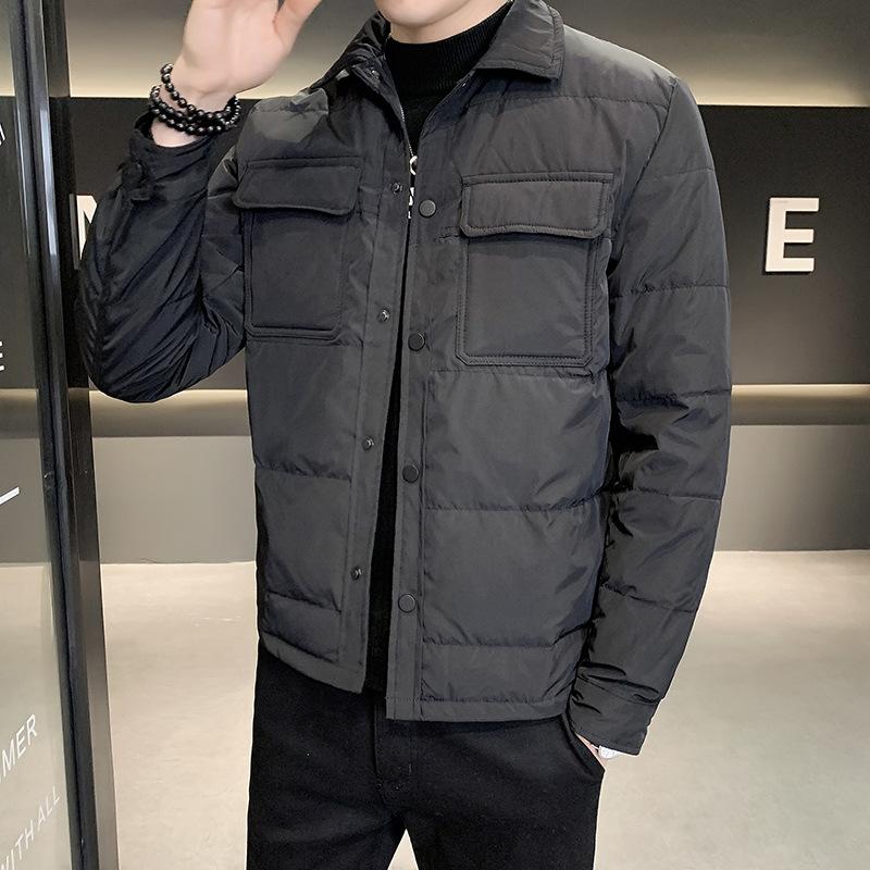 Winter Lapel Men's Tooling Solid Color Can Be Opened Down