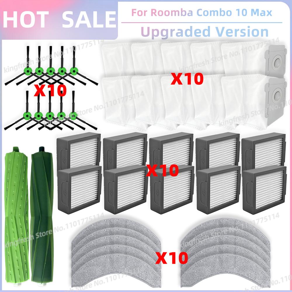 Compatível com iRobot Roomba Combo 10 Max, iRobot Roomba COMBO J7+ / J9+ Peças de Aspirador Rolo Principal Escova Lateral Filtro Almofadas Mop Saco de Pó