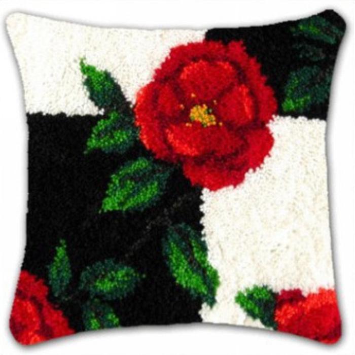 Latch Hook Rug Kits Pillowcase Flower Plants Series Pillow Material Package Handcraft Latch Hook Kits Embroidery Cushion Decor