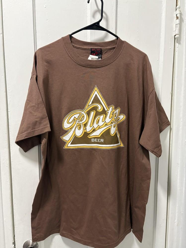 Blatz Beer Shirt Mens XL Brown Logo Graphic Tee Delta Apparel Advertising Unisex T-Shirt L