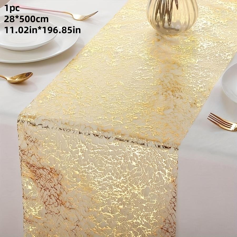 Elegant Gold Foil Mesh Table Runner - Perfect for Weddings, Parties and Festivals - Durable Polyester, Rectangle