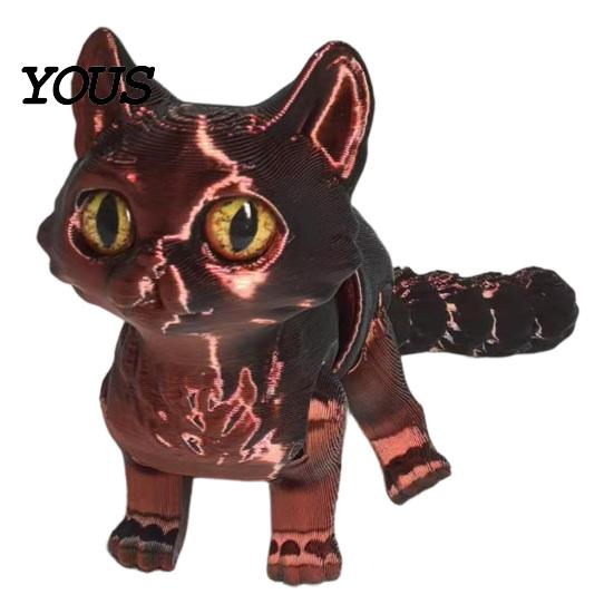 Handheld Decompression Toys 3D Printed Cat Toy, Articulated Movable Joint Figurine for Desk Fidget Office Decor, Cute Sensory Toy Kids Adults,