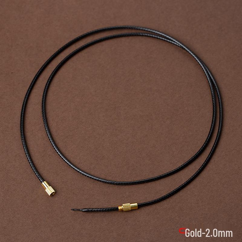 Black Waxed Leather Cord Jade Pendant Necklace for Men and Women