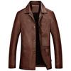 Herren Winter Lederjacke Weich Dick Warm PU Lederjacke Männlich Business Casual Mäntel Mann