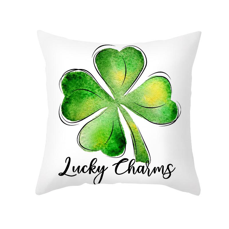 St. Patrick's Pillow Cover for Home Sofa Peach Skin Printed Cushion Cover National Day Pillow Cover