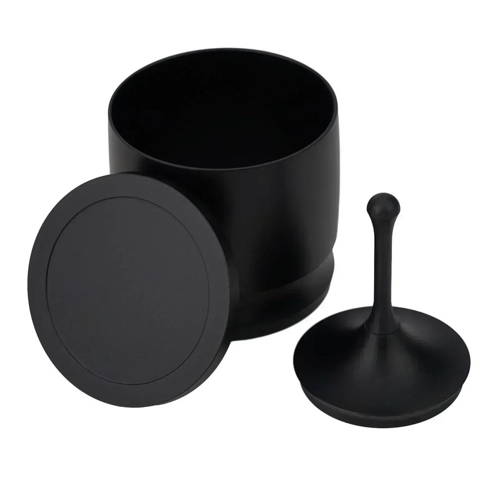 Aluminum Alloy Coffee Dosing Cup with Lid 58mm and Coffee Powder Picker Compatible with Espresso Machines and Coffee Tamper