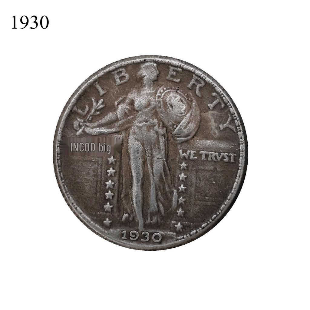 Antique American Liberty 25 Cents Coin, 1916-1930, Optional Brass or Silver Plated