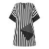 Women Plus Size Round Neck Striped Print Short Sleeve Dresses