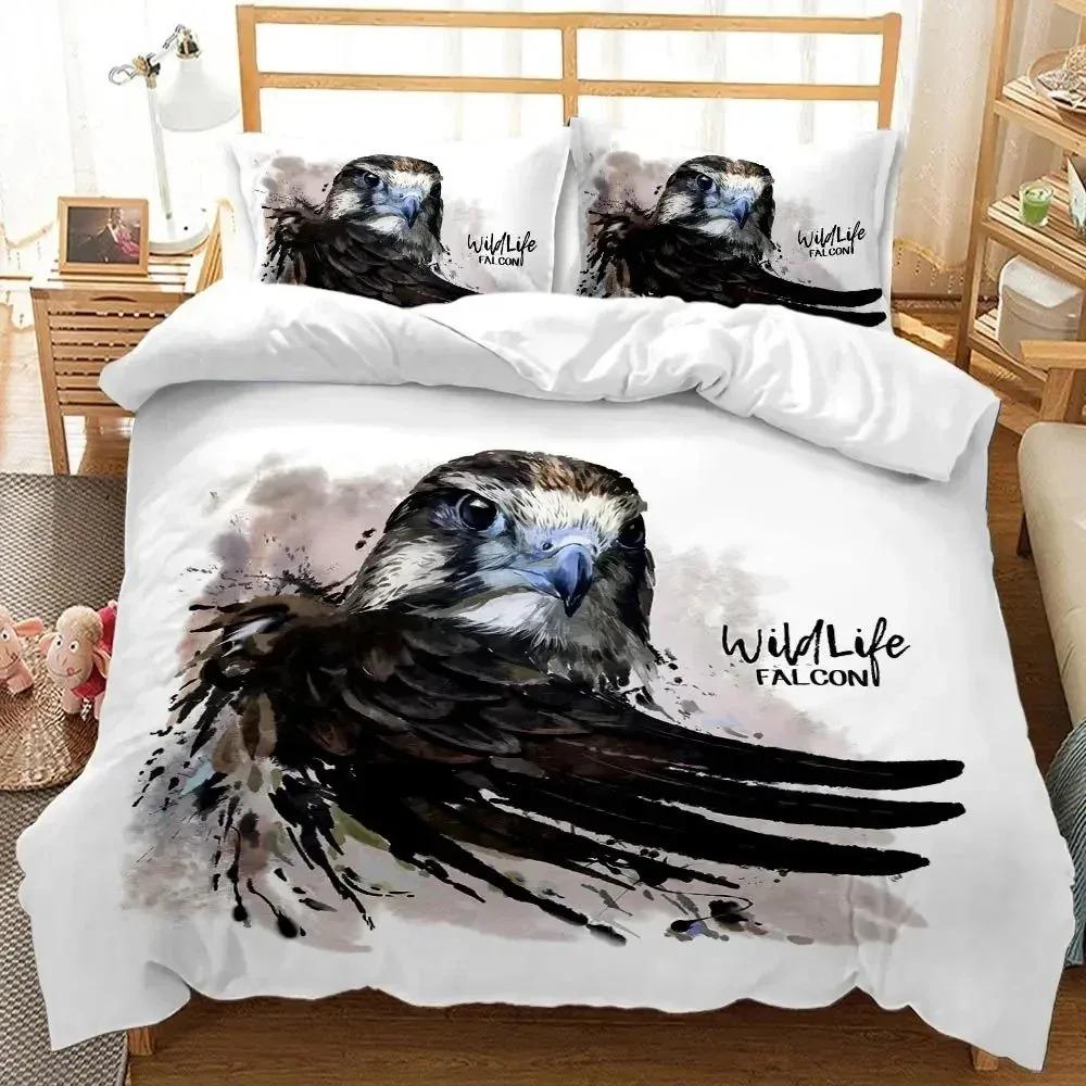 Eagle Bettbezug-Set Polyester Bettwäsche für Jungen Teenager Erwachsene King Queen Größe Grau Weiß Bettbezug Bettset Steppdeckenbezug