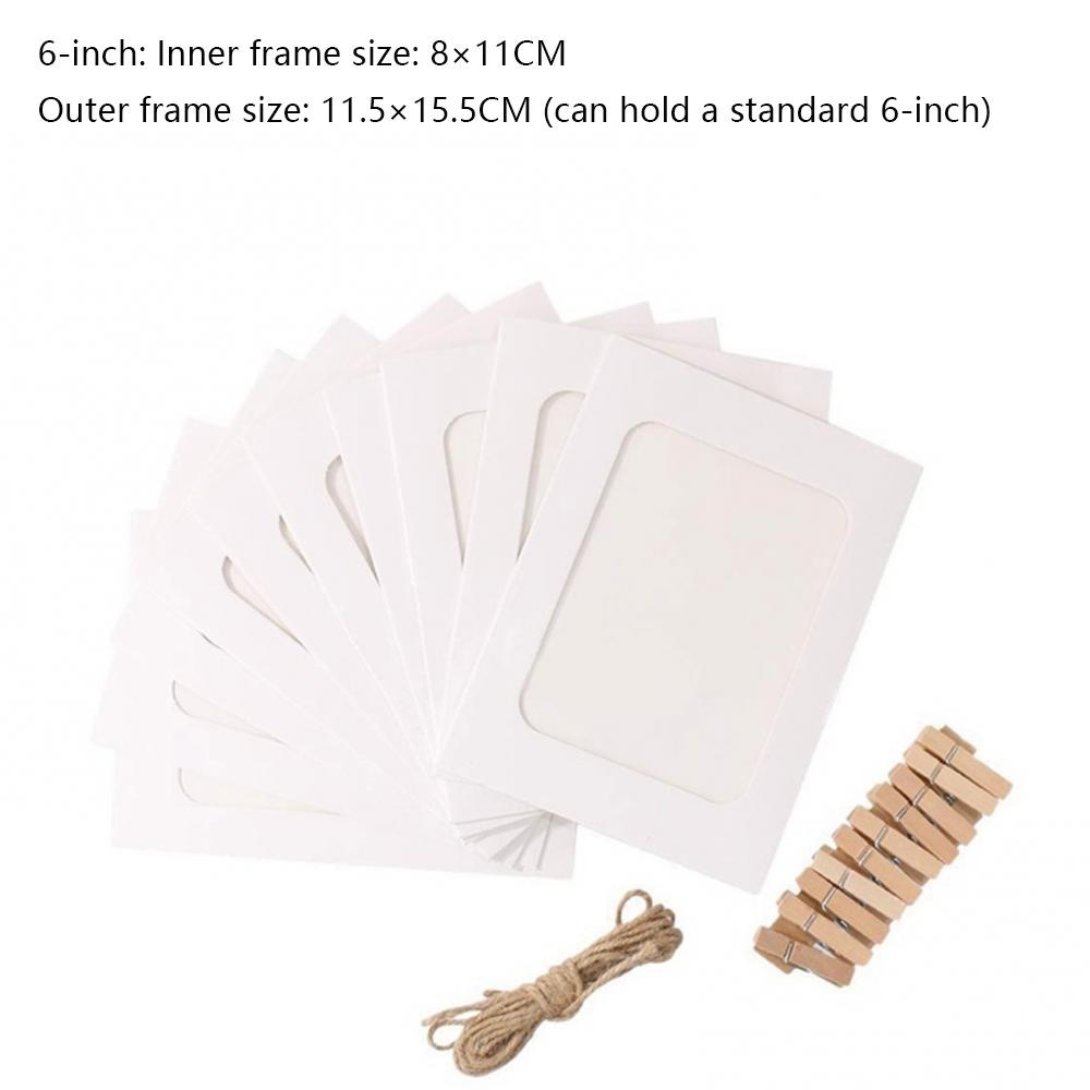 10 Pcs 2M Rope DIY Kraft Paper Picture Frame with Clips Picture Photo Frame  Home