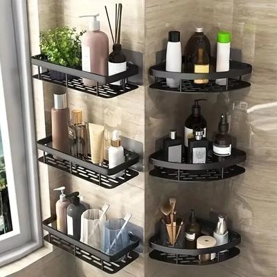 Badezimmer-Aufbewahrungsregal, Badezimmerregale, Eckregal zur Wandmontage ohne Bohren, Dusch-Aufbewahrungsregal-Halter
