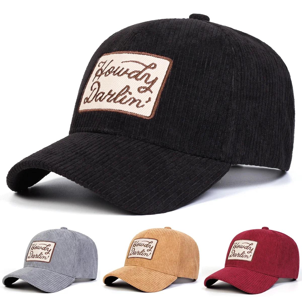 Yto Household Items Women's Corduroy Howdy Darlin Embroidery Corduroy Baseball Caps Spring Autumn Outdoor Use Adjustable Casual Hats Sunscreen Hat Cap For Men And