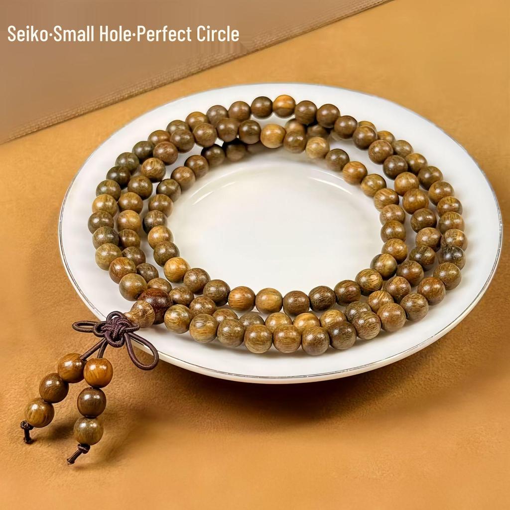 Natural Argentine Green Sandalwood 108 Prayer Beads Bracelet for Men and Women