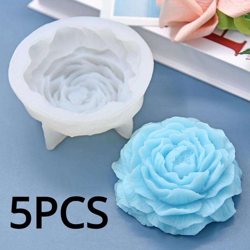 Peony Silicone Candle Mold Aroma Plaster Soap Resin Flower Mould Birthday Holiday Gift Wedding Souvenir Home Decoration