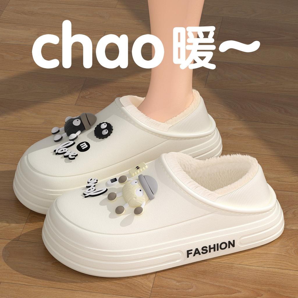 2025 New Thick-bottomed Cotton Slippers Are Non-slip and Non-odorous, Waterproof, and Wear Fleece Thermal Bag and Cotton Mop.