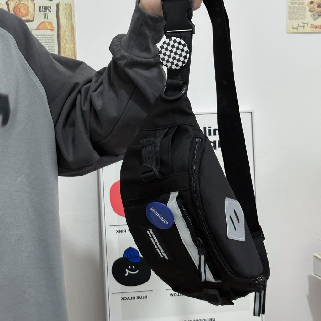 Bolsa Transversal Masculina Estilo Harajuku - Bolsa de Cintura Versátil para Ciclismo e Esportiva