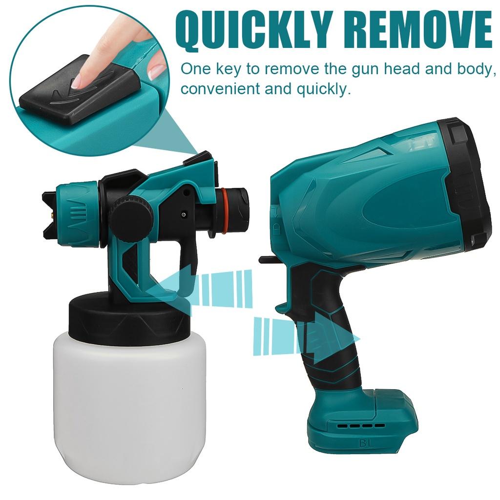1000W 800ML Cordless Electric Spray Guns with 3Nozzle Flow Control Airbrush High Power Paint Sprayer For 18V Battery
