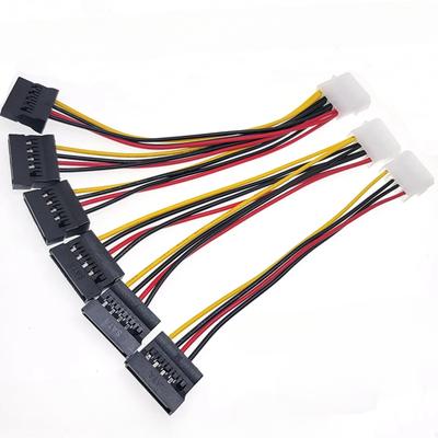 4 פינים IDE Molex ל-2 3xSata Serial ATA 15 פינים SATA ל-4 פינים זכר מפצל Y כבל מאריך כבל אספקת חשמל לכונן קשיח 22AWG
