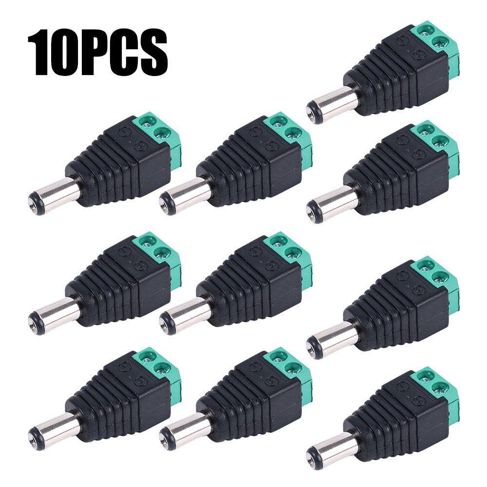 10Pcs 12V DC Power Plug Adapter 2.1*5.5mm Male Female Socket Durable Plug Jack Connector