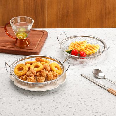 Stainless Steel Filter Tray Disk Reusable Round Mesh Basket Frying Grilling Kitchen Strainer Fruit Vegetable Water Filter Basket