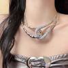 Sense U-shaped Cross Flash Diamond Splicing Chain Collar Light Luxury Fashionable Choker Neck Chain