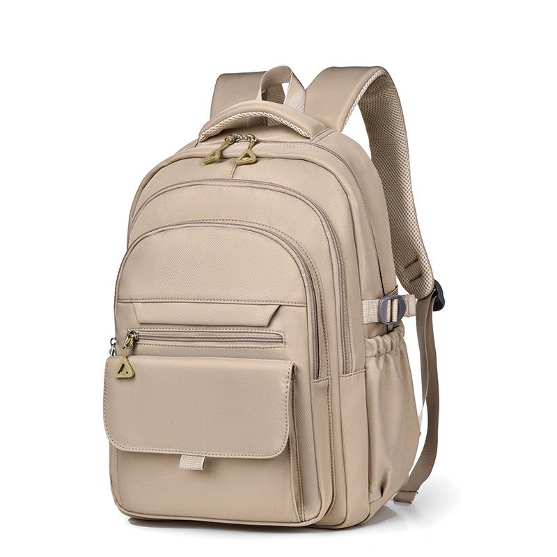 Solid Color Water-Repellent Backpack, 15.6-inch Oxford Cloth, for Junior High, High School, and College Students - Casual Travel Bag