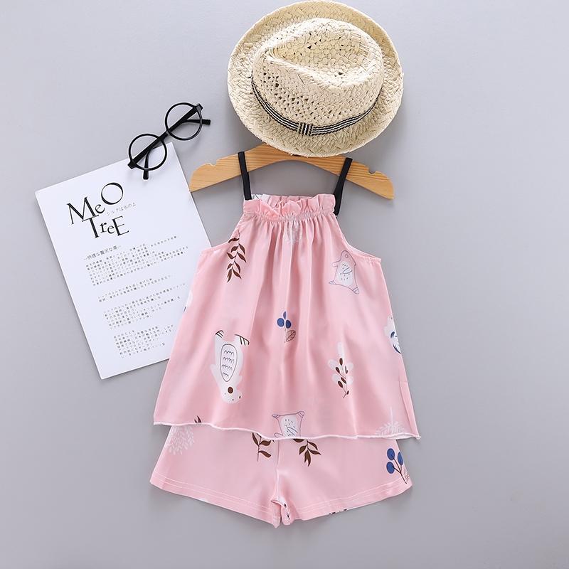 Baby Kids Girls Pineapple Pattern Sling Outfits   Blouse Tops+Shorts Sleepwear Set Pajamas