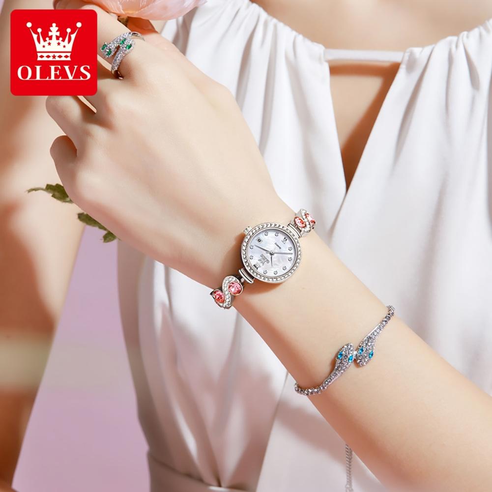 OLEVS brand watch fashion personality S-shaped full diamond bracelet for women waterproof watch for women 5633
