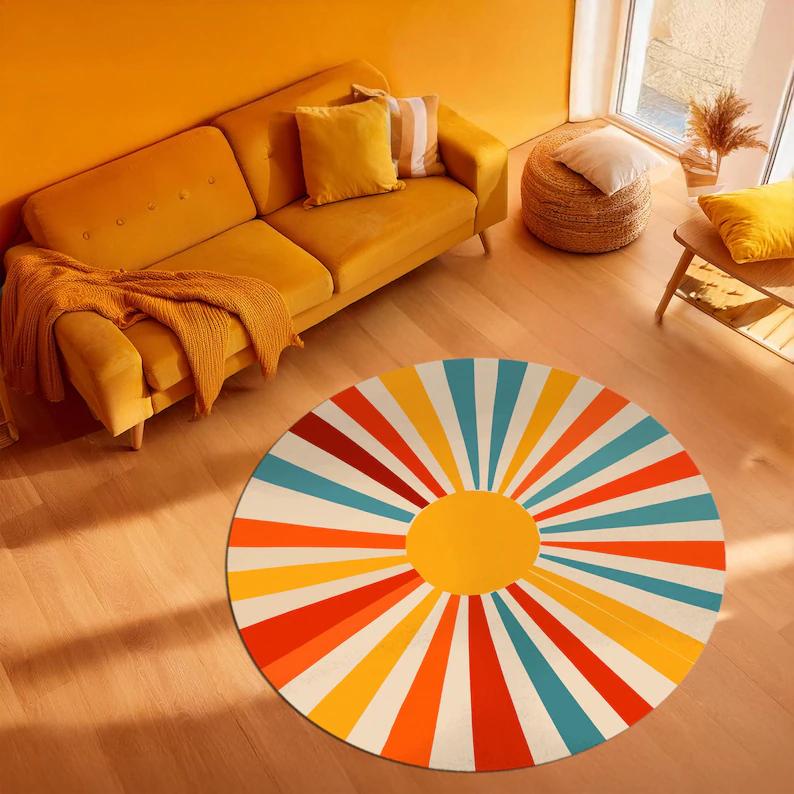 

Round Rainbow Polka Dot Kids Rug Pastel Colour Nursery Carpet Floral Baby Bedroom Rugs Home Decoration 80cm x 80cm
